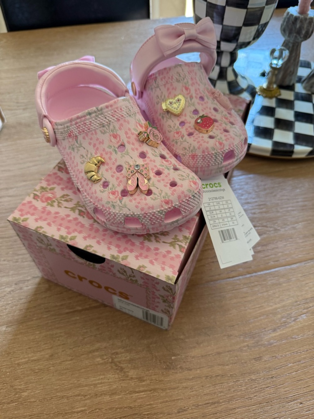 Love Shack Fancy Crocs Kids Pink Floral with Bow and Charms